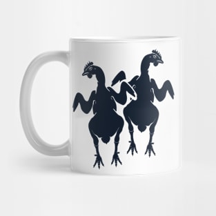 monochrome silhouette illustration of hens Mug